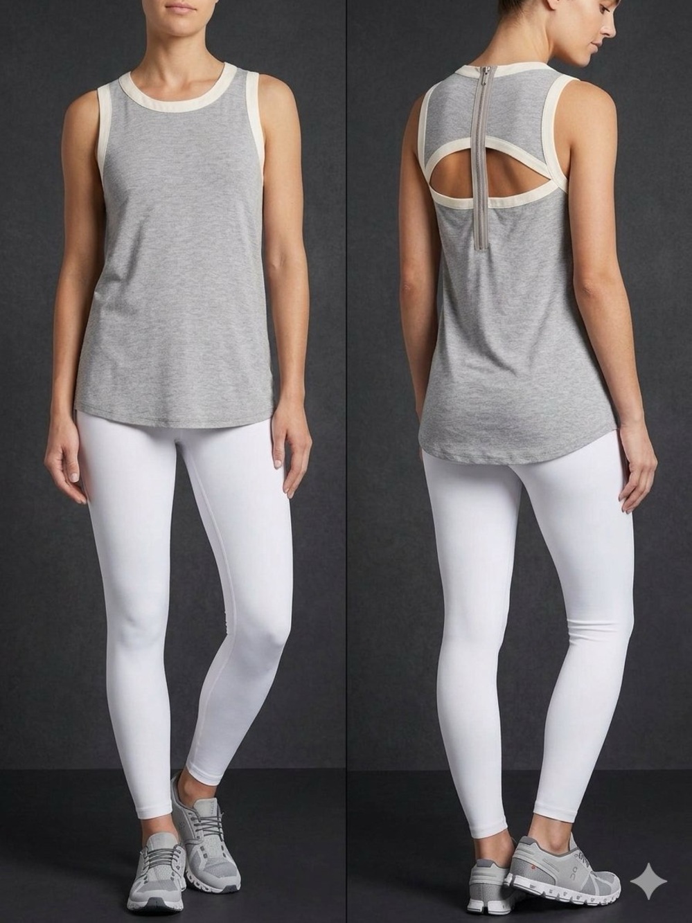 Harlowe & Graham Soft Gray Sleeveless Tank Top with Cutout Detail Back